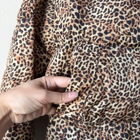 Anna Cai Leopard Print Puffer Jacket Size M - Picture 4 of 6